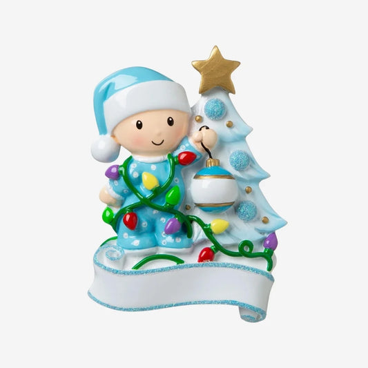 Girl or boy decorating the tree Christmas decoration personalised