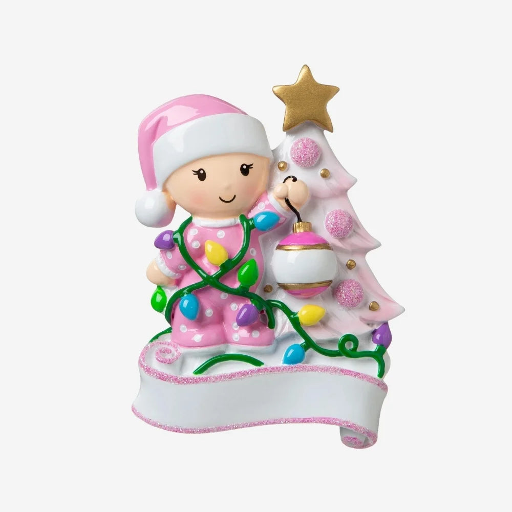 Girl or boy decorating the tree Christmas decoration personalised
