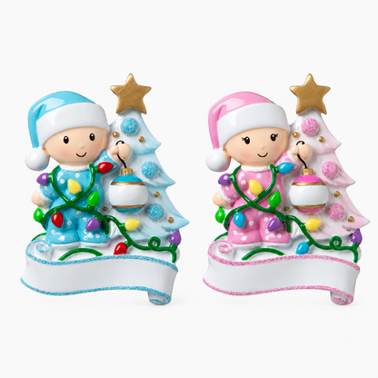 Girl or boy decorating the tree Christmas decoration personalised