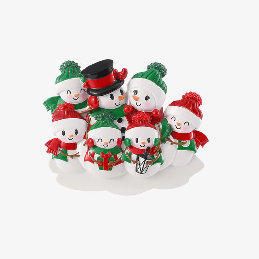 New family snowman decoration personalised
