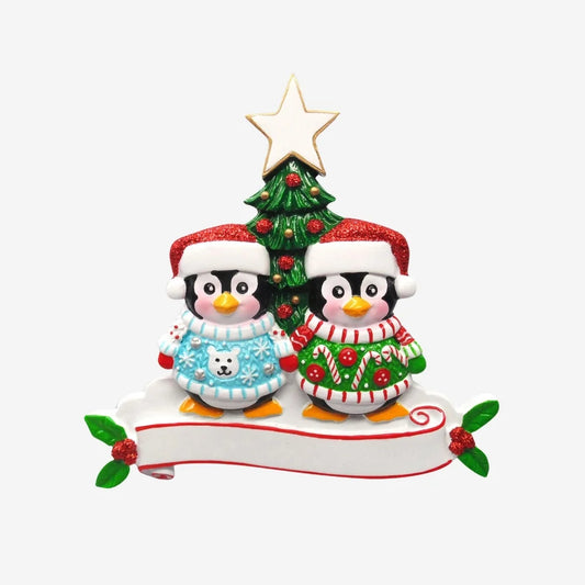 Penguin Couple Christmas Decoration personalised