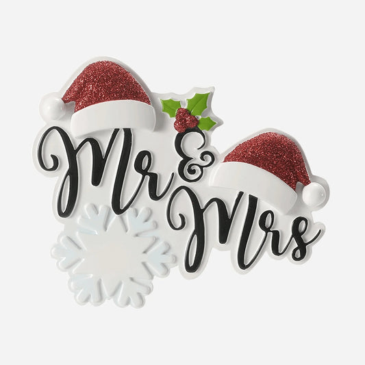 Mr and Mrs newly weds personalised Christmas decoration