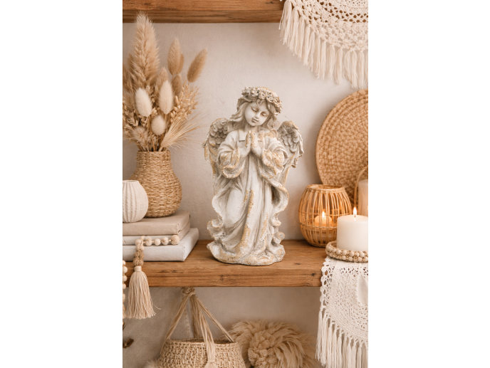 Large Concrete Cherub Statue – Indoor Outdoor Garden Angel Decor UK
