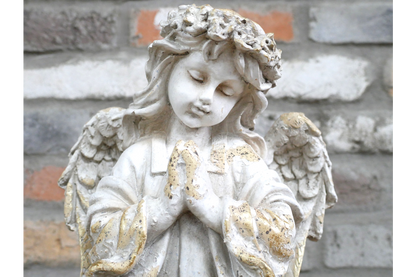 Large Concrete Cherub Statue – Indoor Outdoor Garden Angel Decor UK