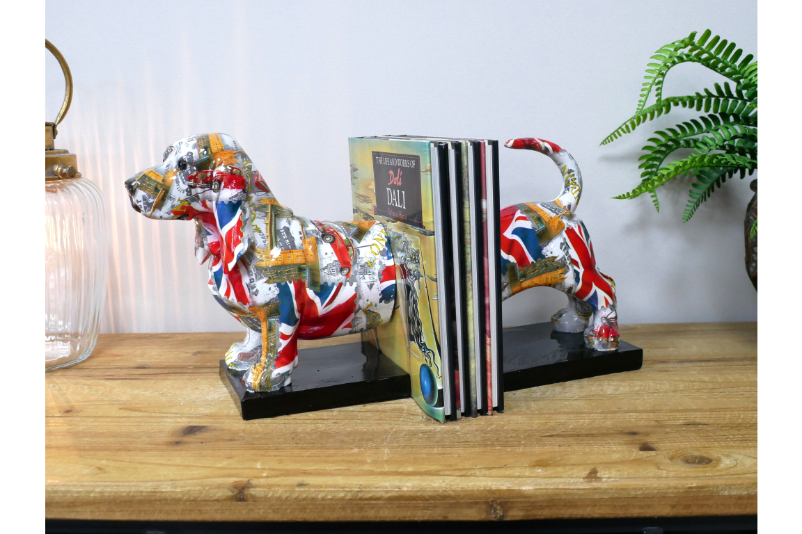 Sausage Dog Bookends – British Print Decorative Book Holders UK