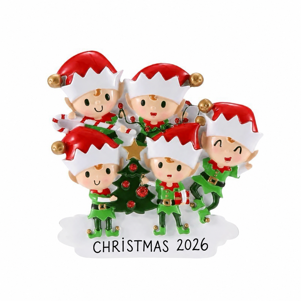 Cheeky elf design Christmas decorations personalised