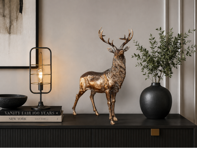 Antique gold large stag statue