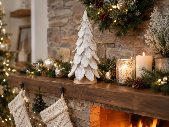 Large white layered Christmas tree