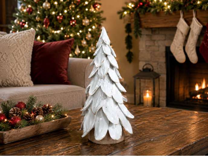 Medium white layered Christmas tree
