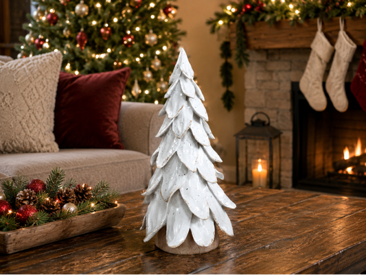 Small white layered Christmas tree