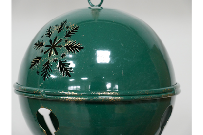 Single green hanging round bell Christmas decorations