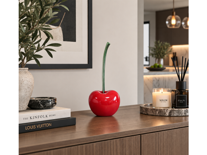 red cherry statue ornament