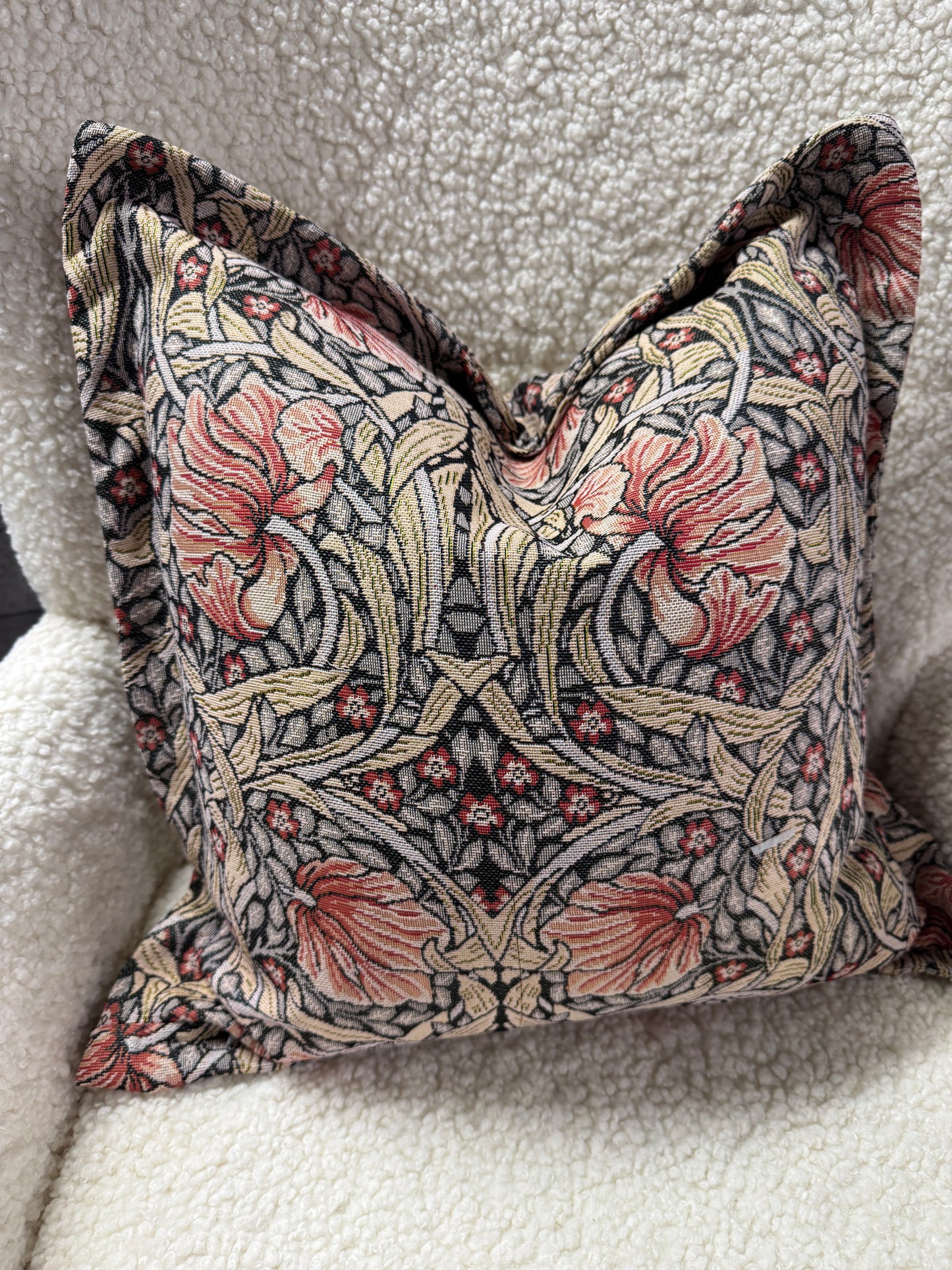 Leaf jacquard design cushion 58 x 58cm feather filled