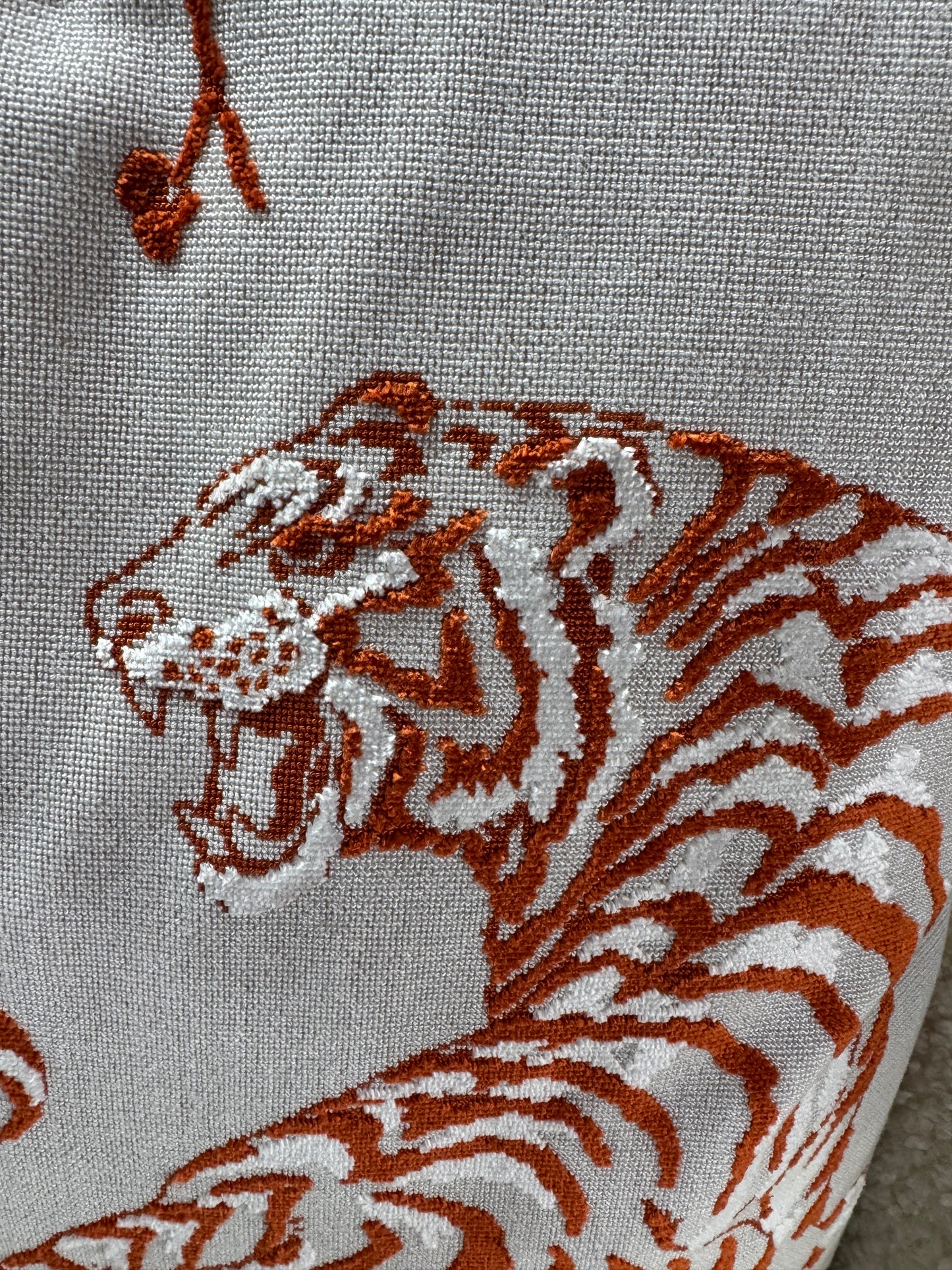 Orange tiger cushion feather filled. 60 x 60cm