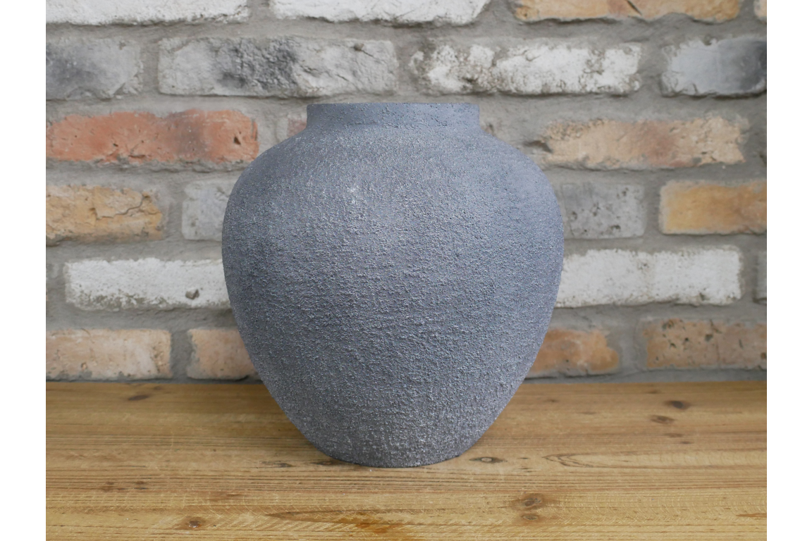 Textured grey  Effect Metal Vase – 28cm