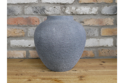Textured grey  Effect Metal Vase – 28cm
