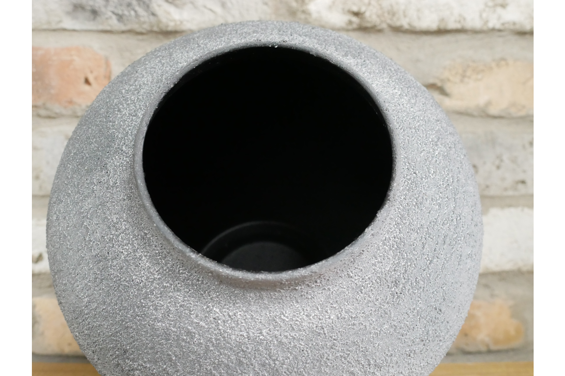 Textured grey  Effect Metal Vase – 28cm