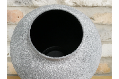 Textured grey  Effect Metal Vase – 28cm