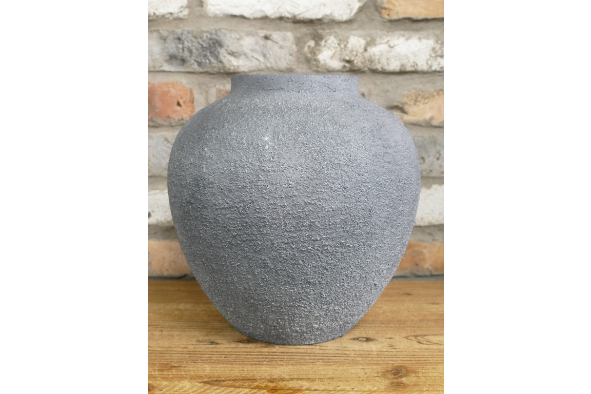 Textured grey  Effect Metal Vase – 28cm