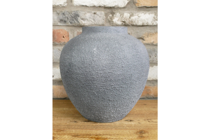 Textured grey  Effect Metal Vase – 28cm