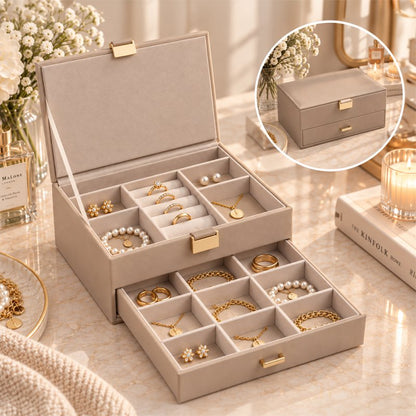 Taupe Jewellery Box with Drawer