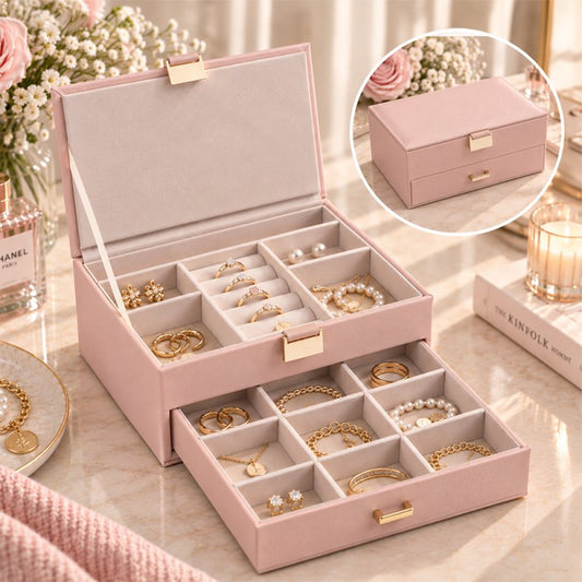 Pink Jewellery Box with Drawer