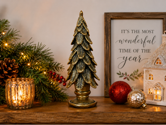 Small Antique Gold Feather Christmas Tree Ornament – 16cm