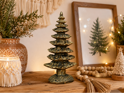 Large Antique Gold Feather Christmas Tree Ornament – 16cm