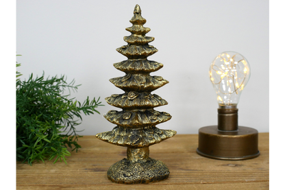 Large Antique Gold Feather Christmas Tree Ornament – 16cm