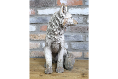 Concrete Effect Sitting Fox Statue – Rustic Garden & Indoor Ornament