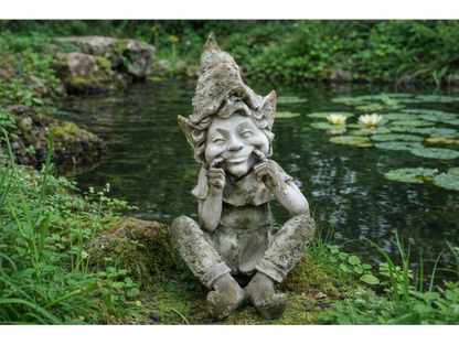 Smiling Garden elf Statue – Rustic Stone Effect Ornament (49cm)