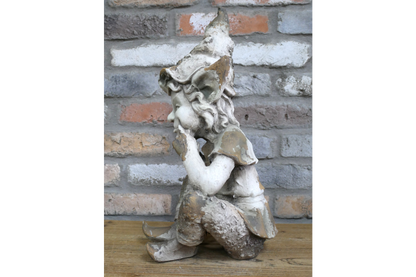 Smiling Garden elf Statue – Rustic Stone Effect Ornament (49cm)