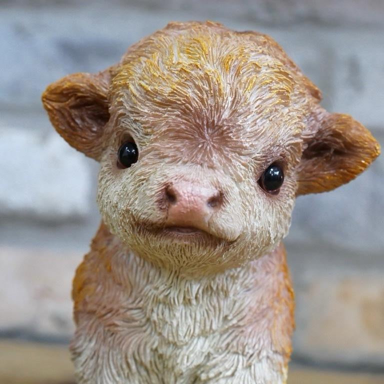 Cute baby cow Ornament – Rustic Farm Animal Figure (15cm)