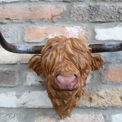 Highland Cow Head Wall Ornament – Rustic Farmhouse Wall Décor (36cm)