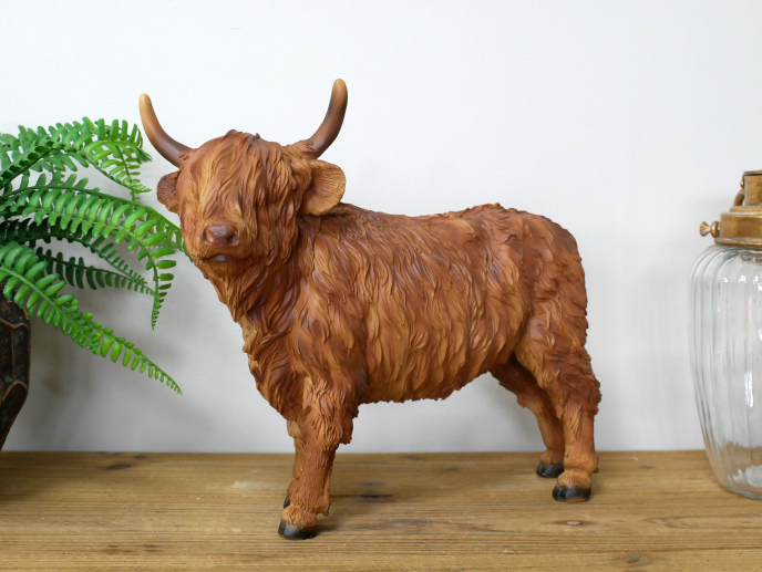Standing highland cow statue