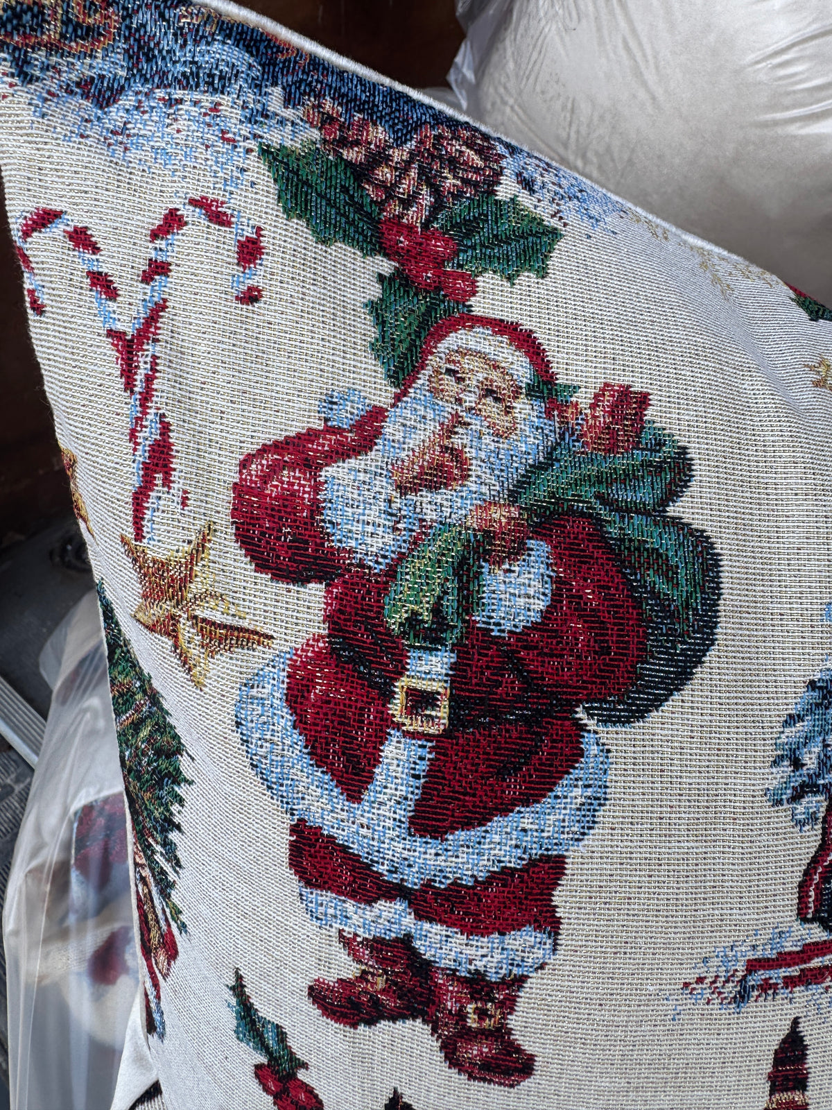 Christmas bolster tapestry 60 x 40cm feather filled
