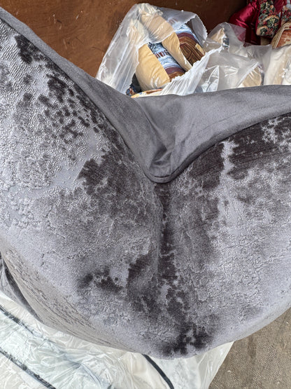 Dark grey  abstract cushion 50 x 50cm black piped edge feather filled