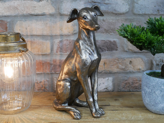 Stunning gold whippet dog statue