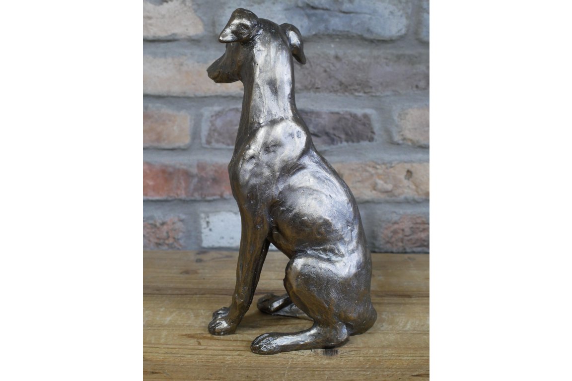 Stunning gold whippet dog statue