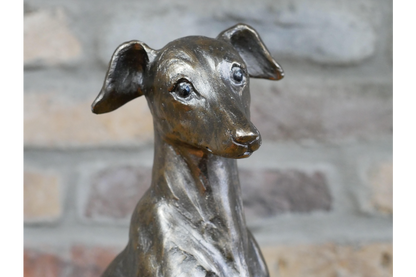 Stunning gold whippet dog statue