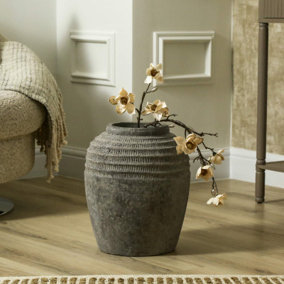 36cm Handmade Antique Dark Grey Terracotta Pot