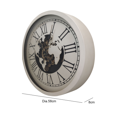 58cm White Gears Wall Clock