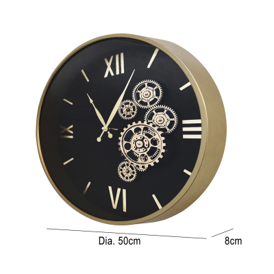 50cm Black Gears Wall Clock