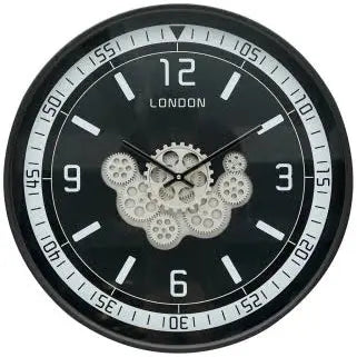 60cm Black Gears Wall Clock