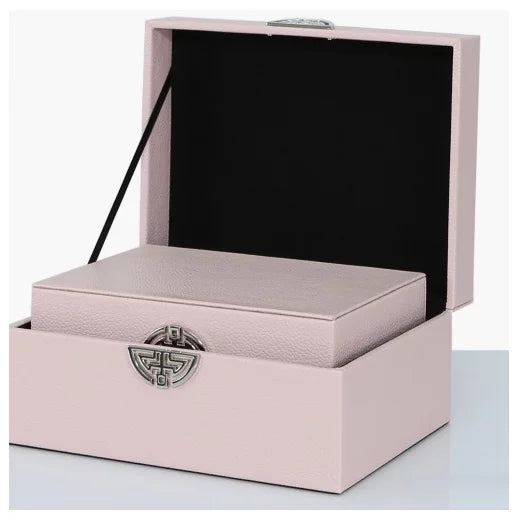 Luxury Blush Faux Leather Storage Boxes (Set of 2)