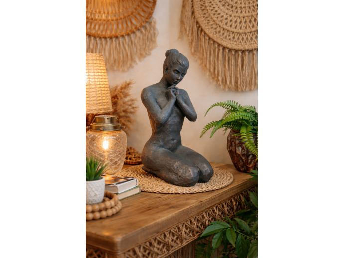 Contemporary Kneeling Female Figure Sculpture – 40cm
