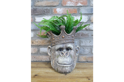 Regal monkey Head Planter with Crown – 31cm