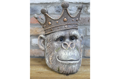 Regal monkey Head Planter with Crown – 31cm