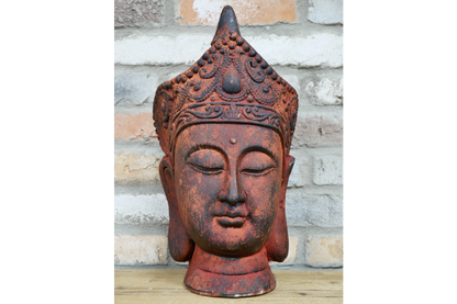 Antique Red Buddha Head Sculpture – 46cm