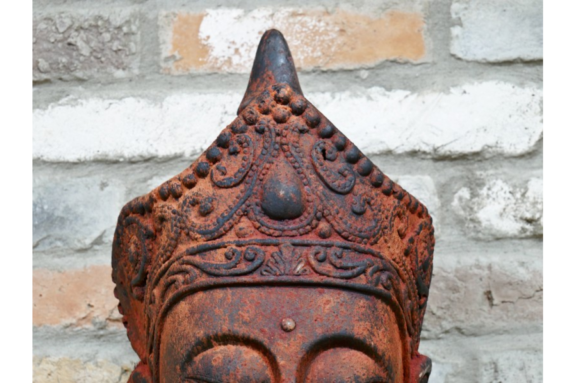 Antique Red Buddha Head Sculpture – 46cm